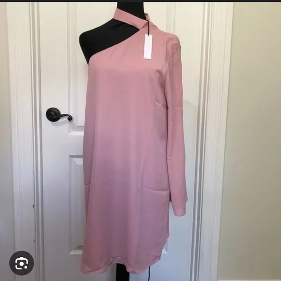 Chic One-Shoulder Pink Dress - Picture 1 of 8